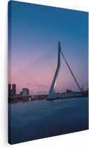 Artaza Canvas Schilderij Erasmusbrug In Rotterdam Met Zonsondergang - 60x80 - Foto Op Canvas - Canvas Print