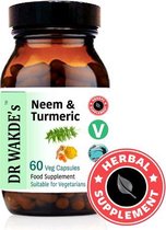 Dr Wakde's Neem & kurkuma (Turmeric) - gezonde huid - detox /lichaamsreiniging- ayurvedische kruiden - voedingssupplementen 60 capsules