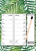 Castelli omleg weekkalender op schild met notitieblok en potlood 2022 - iets groter A4 formaat weekplanner - twee weken overzicht - 1 week per blad - groen waterplant