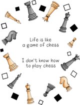 Life is like a game of chess. I don't know how to play chess - Wenskaart met envelop - Schaak - Grappige teksten - Engels - Motivatie - Wijsheden