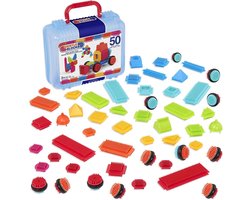 Bristle Blocks 50 Stuks - Nopper Bouwspeelgoed - In Blauwe Koffer