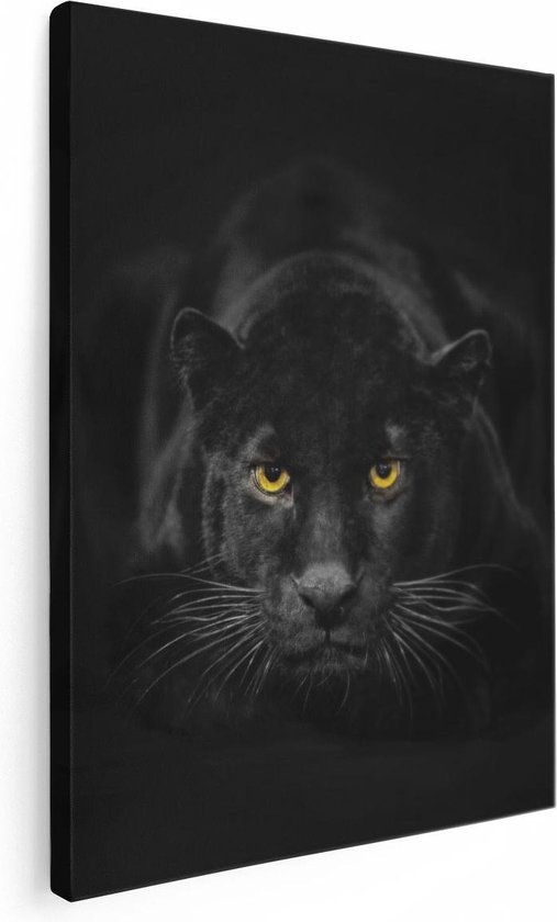 Artaza Toile Peinture Panthère Noire Aux Yeux Oranje - 30x40 - Klein - Image Sur Toile - Impression Sur Toile