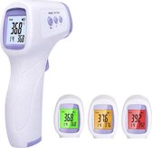 Deluxa Infrarood Thermometer - Contactloos - Geheugen voor 32 personen - Inclusief 12 Philips Batterijen - Wit/Paars