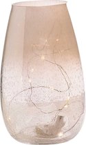 Windlicht met Verlichting - Tafellamp - Kaarsenhouder - Lantaarn - Irise - Wit LED - 12x12x20cm - Rond Glas - Inclusief batterijen