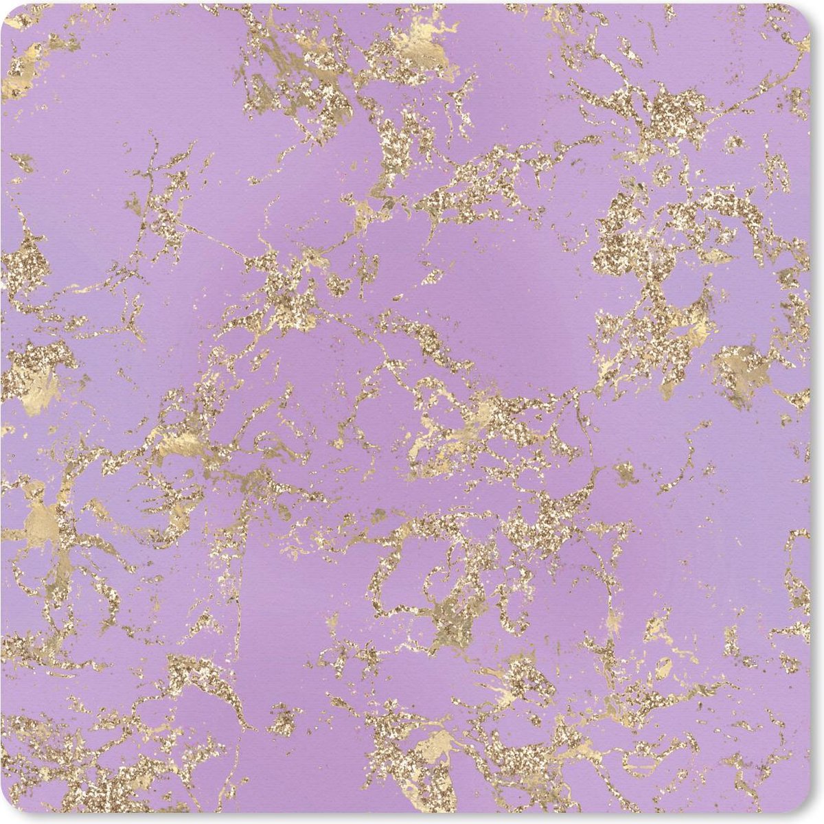Muismat 30x30 cm - Mousepad Marmer - Paars - Goud - Muismatten