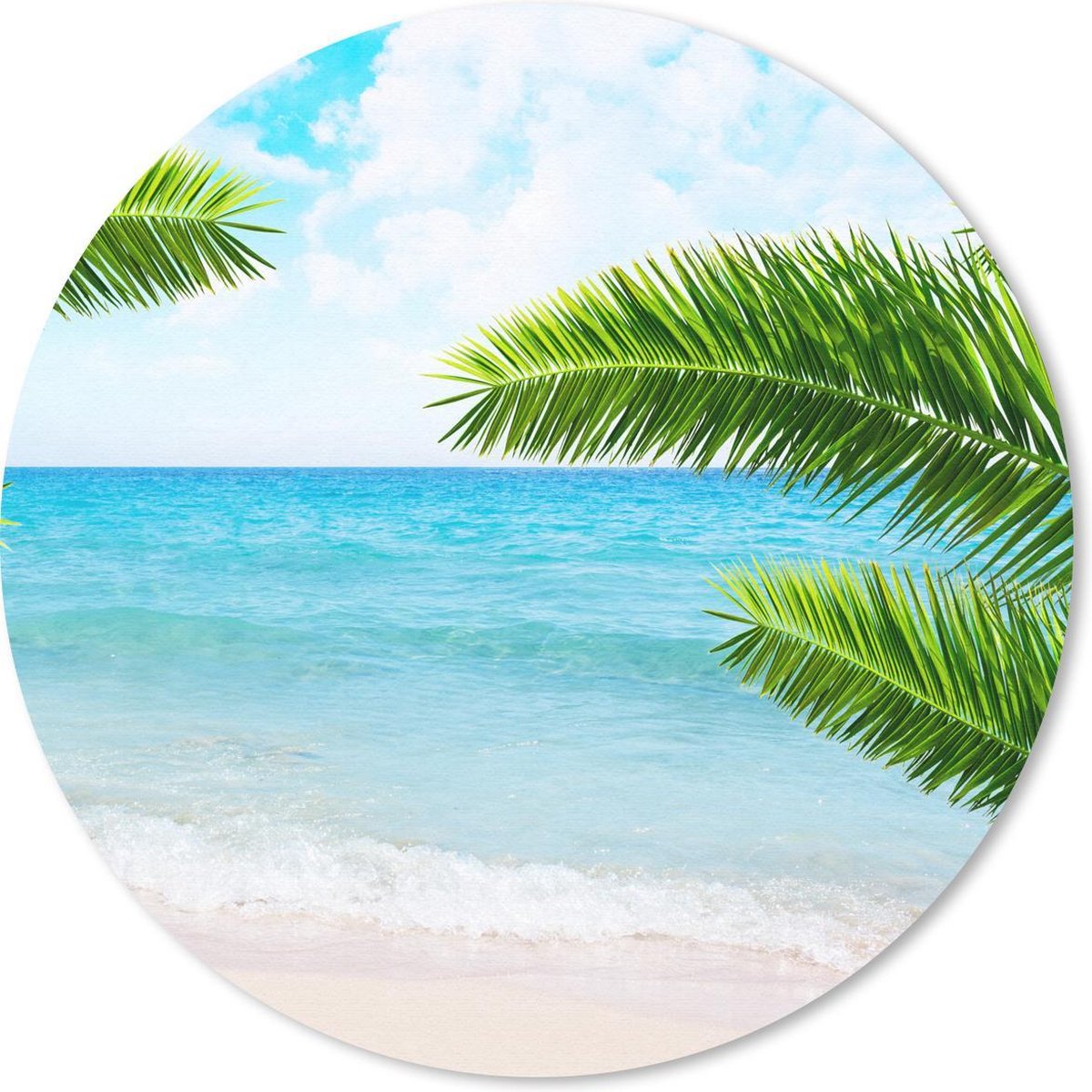 Muismat rond 20x20 cm - Mousepad Tropisch - Palmboom - strand - Ronde muismatten