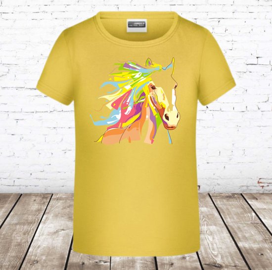 Geel t shirt met paard -James & Nicholson-158/164-t-shirts meisjes