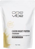 One2Vibe - Casein Night Protein - 100% Natuurlijk - Aardbei - Proteine poeder - Gezond Afvallen -750 gram