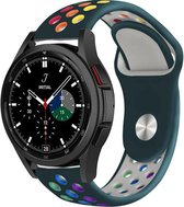 Strap-it Watch 4 & Watch 5 bandje - Samsung Galaxy Watch 4 Classic 42mm sport band - dennengroen/kleurrijk - Geschikt voor Samsung Galaxy Watch 5 Pro – 44mm – 40mm & Galaxy Watch 4