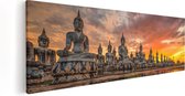 Artaza Canvas Schilderij Boeddha Beelden Tijdens Zonsondergang - 60x20 - Foto Op Canvas - Canvas Print