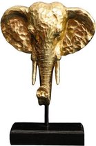 BaykaDecor - Moderne Beeld Olifant Hoofd op Standaard - Woondecoratie - Slaapkamer Decor - Safari Kunst - Geschenk - Goud - 26 cm