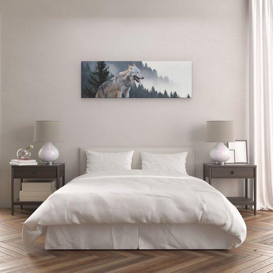 Artaza Peinture Sur Toile Loup Gris Dans Les Forêts - 120x40 - Groot - Photo Sur Toile - Impression Sur Toile