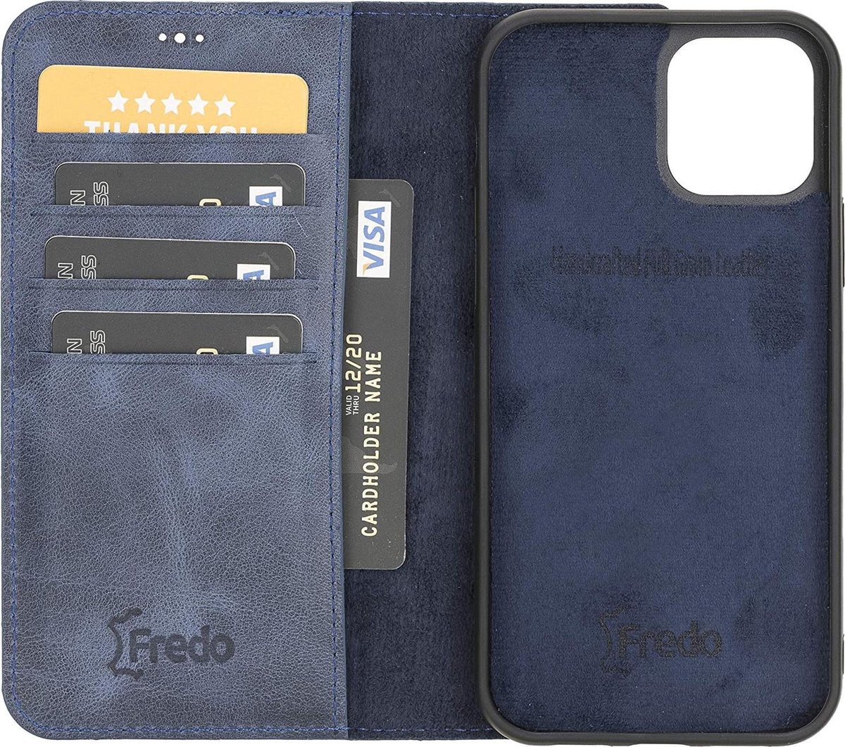 FREDO Telefoonhoesje - Book Case - Geschikt Voor Apple IPhone 12 - Blauw
