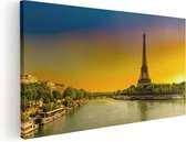 Artaza Canvas Schilderij Eiffeltoren In Parijs Tijdens Zonsopgang - 60x30 - Foto Op Canvas - Canvas Print