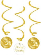swirlslingers 25 jaar 70 cm goud/wit 3 stuks