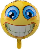 folieballon Smiley junior 43 cm geel