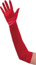 handschoenen dames 50 cm satijn rood one-size