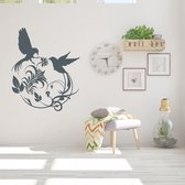 Muursticker Vogels -  Donkergrijs -  80 x 97 cm  -  slaapkamer  woonkamer  dieren - Muursticker4Sale