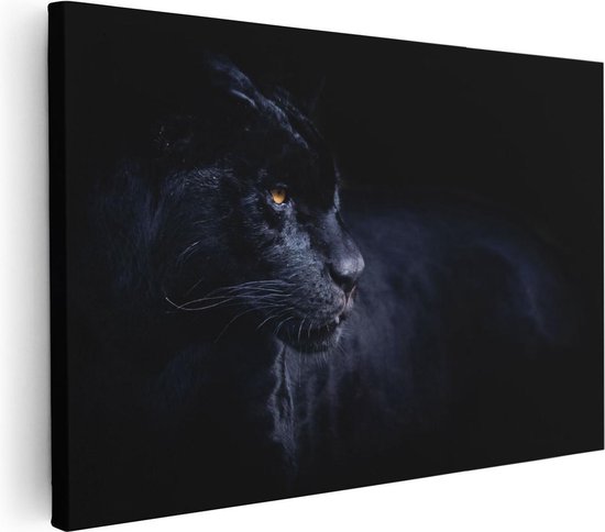 Artaza Canvas Schilderij Zwarte Panter - 30x20 - Klein - Foto Op Canvas - Canvas Print