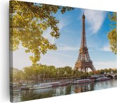 Artaza Canvas Schilderij Eiffeltoren In Parijs Aan Het Water - 30x20 - Klein - Foto Op Canvas - Canvas Print