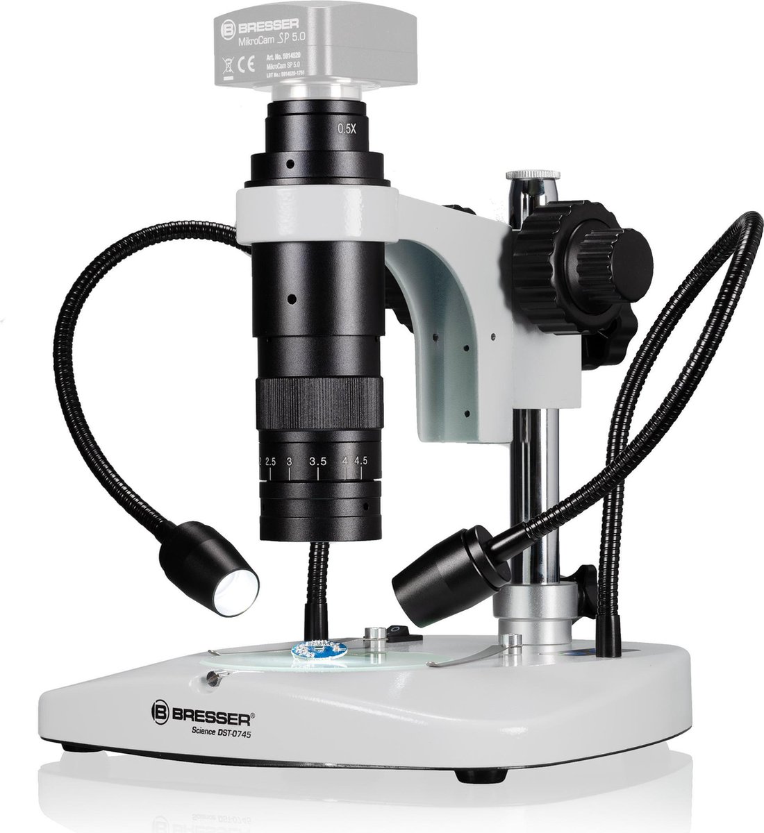 Bresser Microscoop - DST-0745 - Met C-mount Camera Aansluiting - Twee Flexibele Armen