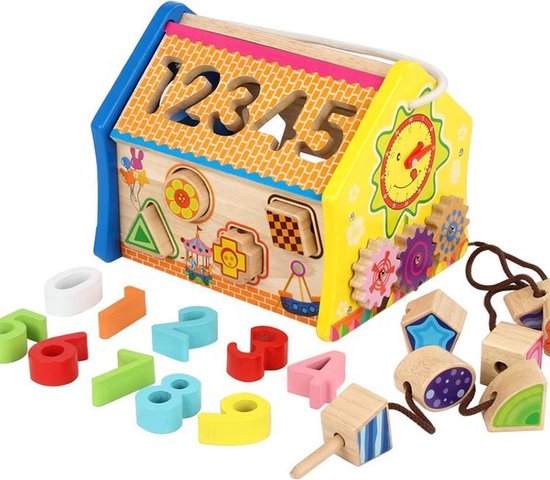 Afbeelding van het spel ZaCia Activiteiten Huis - Educatief Speelgoed - Houten Blokjes - Hamerspel - Kubus Baby - Vormenstoof - Motoriek - Ontwikkeling Peuter