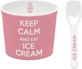 Easy Life - ijsbeker met lepel "Keep Calm and Eat Ice Cream" - Roze - Porselein