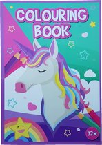 Kleurboek +/- 72 Kleurplaten "Regenboog Eenhoorn"