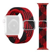 Gesp Gevlochten Elastische Band Horlogeband Voor Apple Watch Series 6 & SE & 5 & 4 44mm/3 & 2 & 1 42mm (Rood Tussen Zwart)