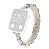 Kleine taille roestvrijstalen band horlogeband voor Apple Watch-serie 6 & SE & 5 & 4 44 mm / 3 & 2 & 1 42 mm (zilverwit)
