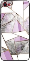 Beschermhoes van abstract marmerpatroon voor iPhone SE 2020 (Rhombus Grey Purple)