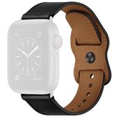 Dubbel gat lederen horlogeband voor Apple Watch Series 6 & SE & 5 & 4 44 mm / 3 & 2 & 1 42 mm (zwart)