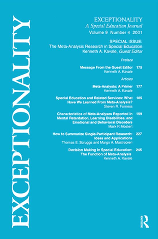 The Meta-Analysis Research in Special Education - cover