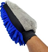 Auto Handschoen | Microvezel Schoonmaak Spons | Autospons | Washandschoen | Auto Wassen | Schoonmaakspons | Grijs/Blauw