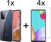Samsung A52s hoesje transparant - Samsung Galaxy A52s hoesje case siliconen hoesjes cover hoes - Hoesje Samsung A52s - 4x Samsung A52s Screenprotector