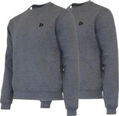 2 Pack Donnay - Fleece sweater ronde hals - Dean - Heren - Maat XL - Charcoal-marl
