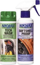 Nikwax Twin Tech Wash Wasmiddel 300ml & Softshell Proof Spray-On Impregneermiddel 300ml - 2-Pack