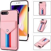 GSMNed – Leren telefoonhoes Roze – Luxe iPhone 7/8/SE hoesje – magneetsluiting – pasjeshouder – Portemonnee – Roze