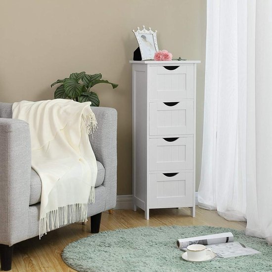 Bobbel Home - Badkamerkast - Kinderkamer kast - Ladekast - Opbergkasten - 4 Lades - 30 x 30 x 82 cm - Wit van Bobbel Home — afbeelding 4