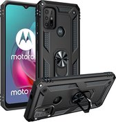 Ring KickStand Back Cover - Motorola Moto G10 / G20 / G30 Hoesje - Zwart