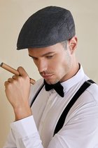 Merkloos - Trendy flat cap mooie kwaliteit - Peaky Blinders zwart visgraat - Modieuze gevoerde Vintage flat cap 1920 - heren hoed - Franse hoed - cap voor cabrio - krantenjongens hoed