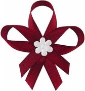 22x Corsage strikje ribbon and flower bordeaux rood - corsage - trouwen - decoratie