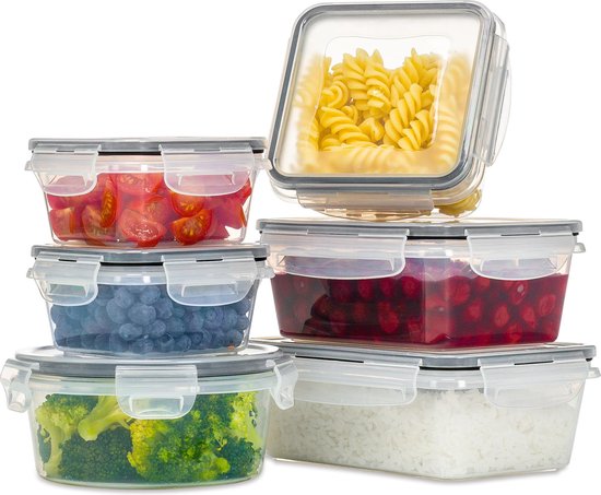Stosh Vershoudbakjes - Meal Prep Bakjes - Lunchbox - Diepvriesbakjes - Vershouddoos - Vershoudbakjes Set - Plastic Bakjes - Voedselcontainer - Magnetron Bakjes Met Deksel - 6 Stuks - BPA vrij