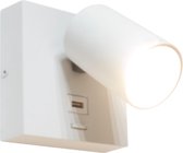 Wandlamp Master USB Wit - 1x GU10 LED 6W 2700K 420lm - USB - IP20 > wandlamp binnen wit | wandlamp wit | leeslamp wit | bedlamp wit | led lamp wit | usb lamp wit | usb aansluiting