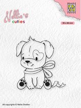 NCCS015 - Nellie Snellen clearstamp - Nellies Cuties - puppy dog met strik - hond - baby hondje pup
