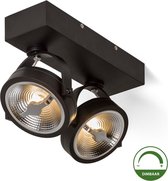 Opbouw spot dimbaar | Dubbel | AR111 | Zwart - Incl. LED lamp - Dim to Warm