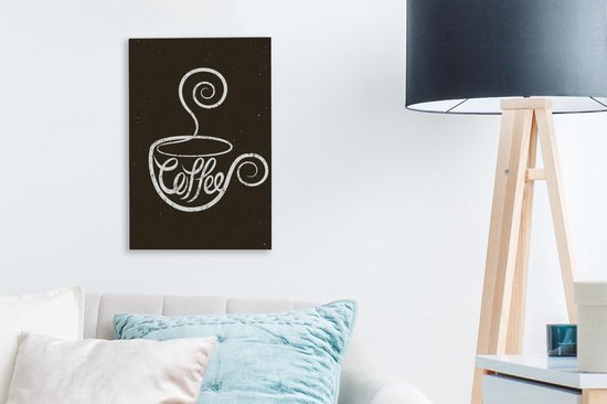 Canvas Schilderij Spreuken - Krijtbord - Quotes - Coffee - 20x30 cm - Wanddecoratie