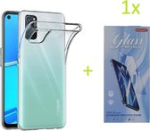 Oppo A52 / Oppo A72 / Oppo A92 Hoesje Transparant TPU Silicone Soft Case + 1X Tempered Glass Screenprotector