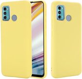 Voor Motorola Moto G60 Effen Kleur Vloeibare Siliconen Dropproof Volledige Dekking Beschermhoes (Geel)