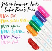 Zebra Funwari Fude Color Brush Sign Pennen – Set van 6 verpakt in een Zipperbag